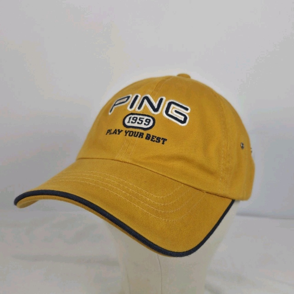 Ping Yellow and Blue Stitched Golf Baseball Cap Mens Adjustable Fit Hat